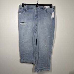 Jessica Simpson Boyfriend Jean Wide Leg Distressed Size 22W NWT Dearest Blue NWT